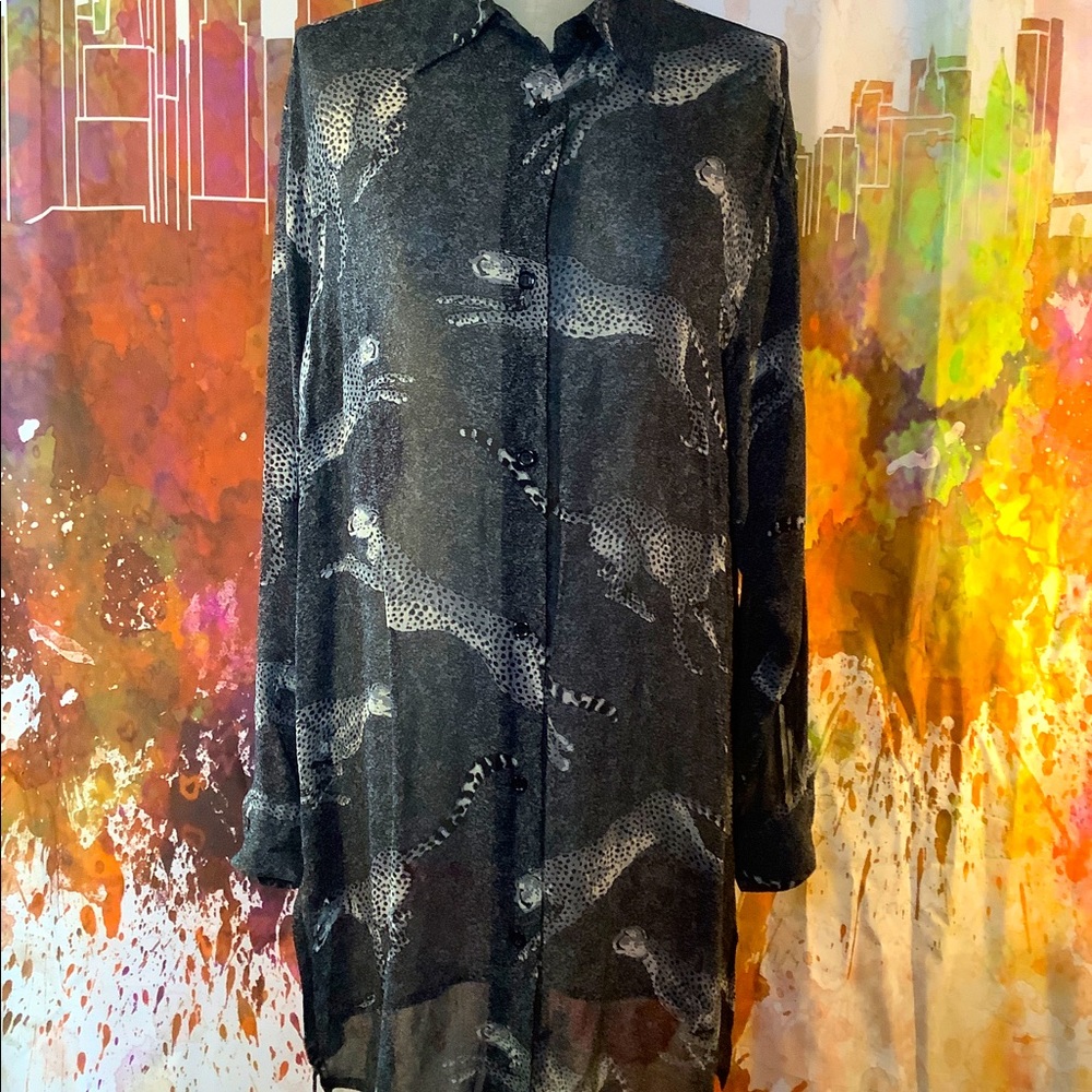 Kenzo Jungle 90’s?Cheetah Sheer Tunic or Dress S/M